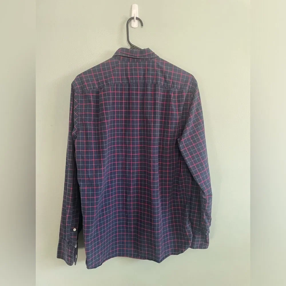 J. Crew 100% Cotton Navy Pink Tartan Long Sleeve Button Down Fall 2012 SZ M